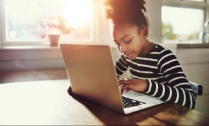 Girl working on a laptop